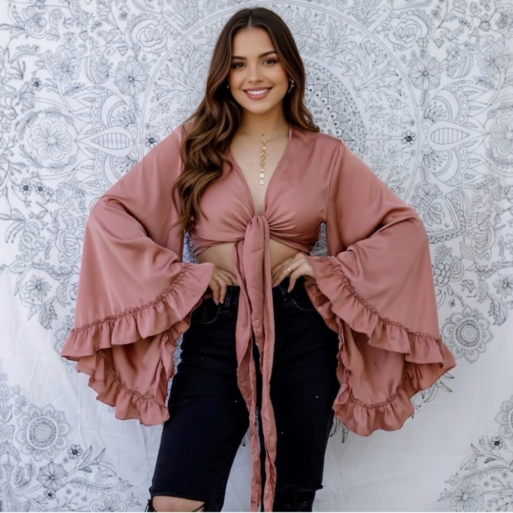 Pink Tie-Front Blouse